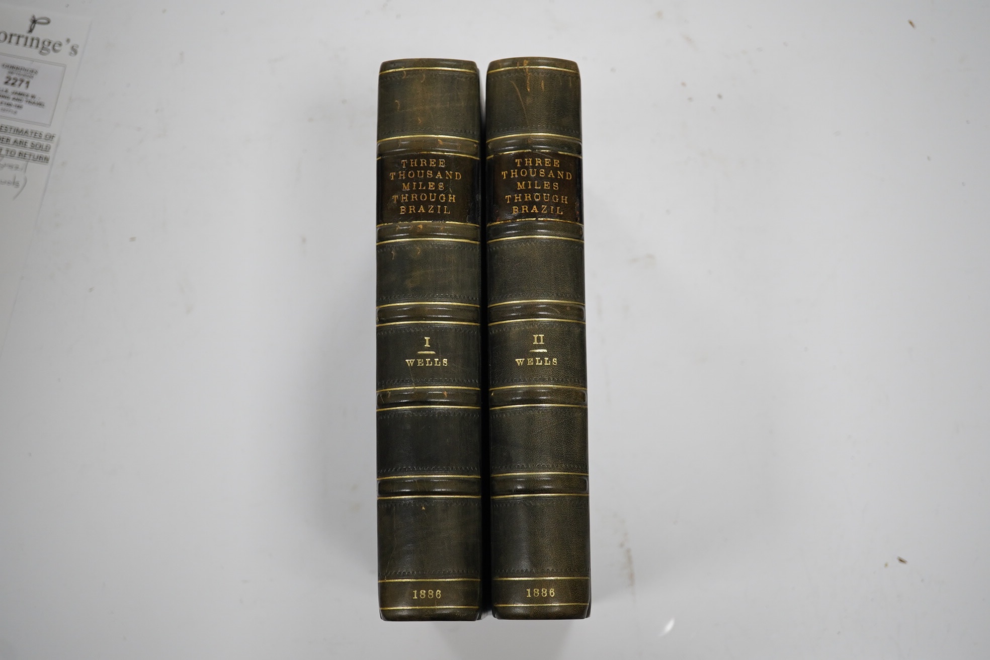 Wells, James W. - Exploring and Travelling Three Thousand Miles through Brazil: from Rio De Janeiro to Maranhao ... 1st edition, 2 vols. frontispieces, 2 coloured and folded maps and 2 others, a plate and num. text illus